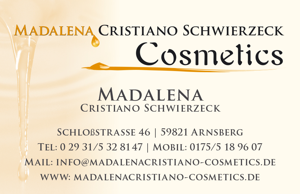Visitenkarte Madalena Cristiano Schwierzeck Cosmetics_Vorderseite